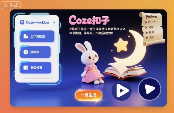 Cze扣子工作流一键生成童话皮克斯风格立体书视频,保姆级工作流搭建教程