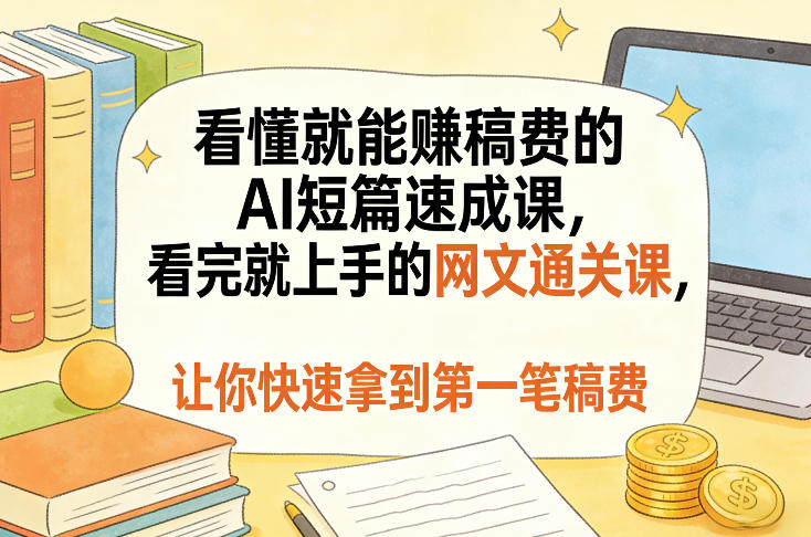 AI短篇+网文通关攻略，看懂就能賺稿费的AI短篇速成课，看完就上手的网文通关课