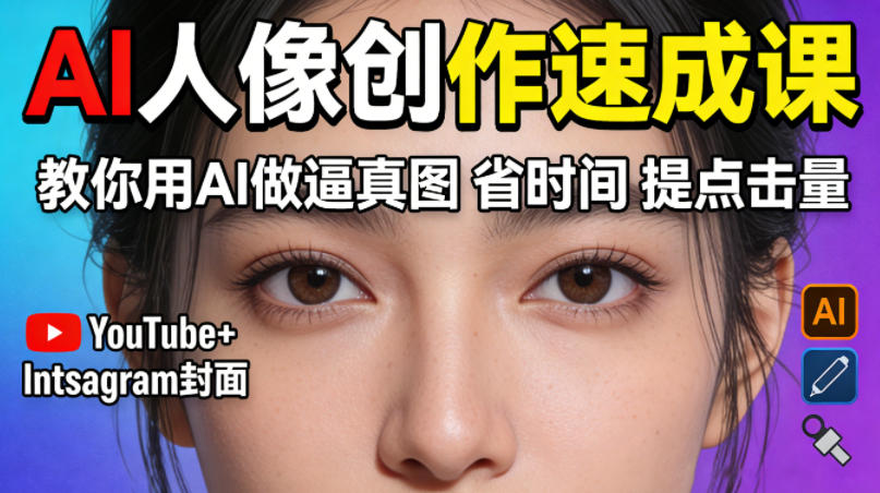 YuTube+Instgr封面没人点?AI人像创作速成课,教你用AI做逼真图,省时间还能提点击量!