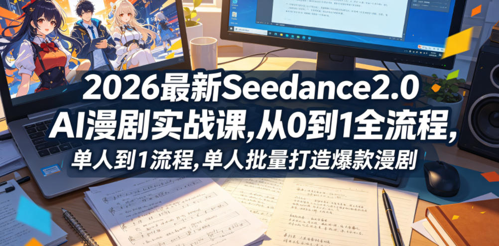 2026最新Seednce2.0 AI漫剧实战课,，从0到1全流程，单人批量打造爆款漫剧