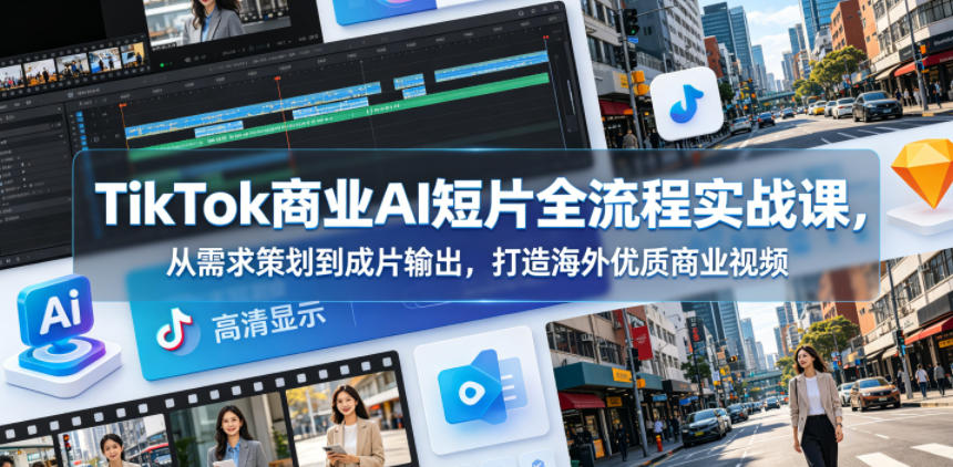 TikTk商业AI短片全流程实战课,从需求策划到成片输出,打造海外优质商业视频