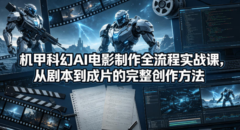 机甲科幻AI电影制作全流程实战课，从剧本到成片的完整创作方法