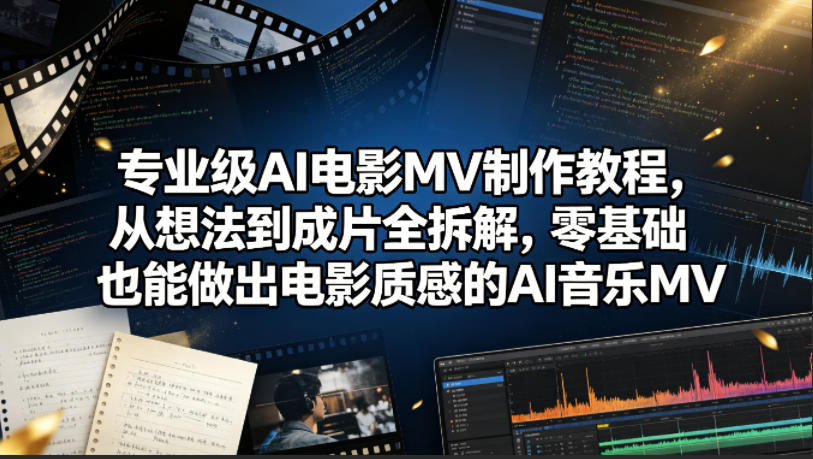 专业级AI电影MV制作教程，从想法到成片全拆解，零基础也能做出电影质感的AI音乐MV