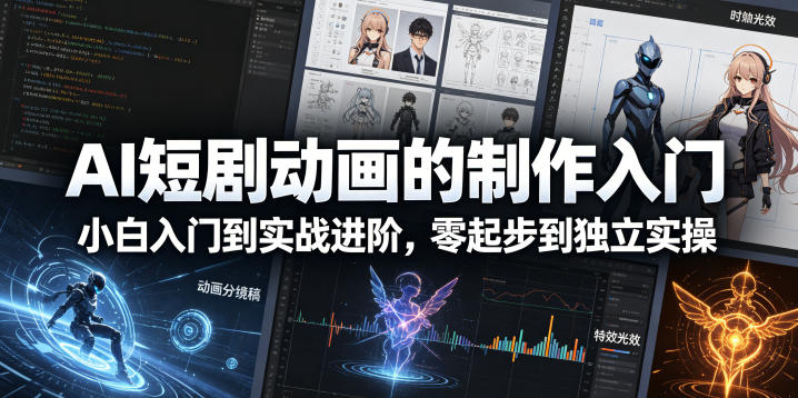 AI短剧动画的制作入门，小白入门到实战进阶，零起步到独立实操