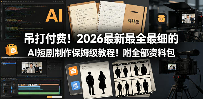 吊打付费！2026最新最全最细的AI短剧制作保姆级教程！附全部资料包