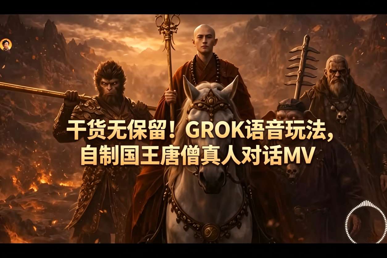 干货无保留！GROK语音玩法，自制国王唐僧真人对话MV