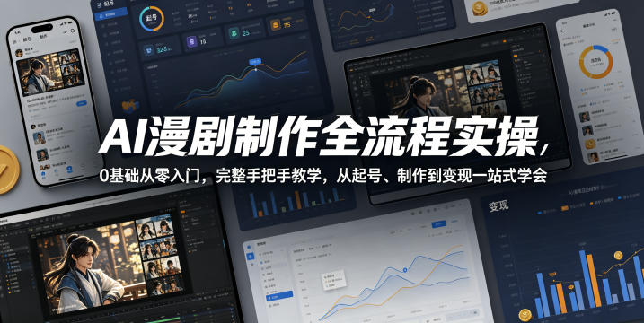 AI漫剧制作全流程实操，0基础从零入门，完整手把手教学，从起号、制作到变现一站式学会