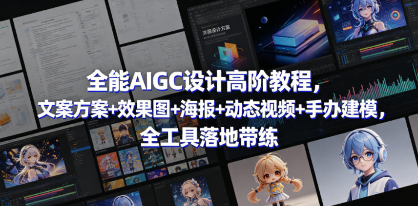 全能AIGC设计高阶教程，文案方案+效果图+海报+动态视频+手办建模，全工具落地带练