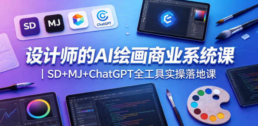 设计师的AI绘画商业系统课｜SD+MJ+ChatGPT全工具实操落地课