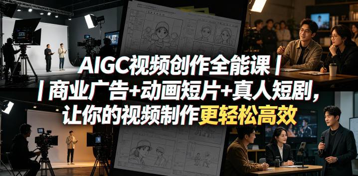 AIGC视频创作全能课｜商业广告+动画短片+真人短剧，让你的视频制作更轻松高效