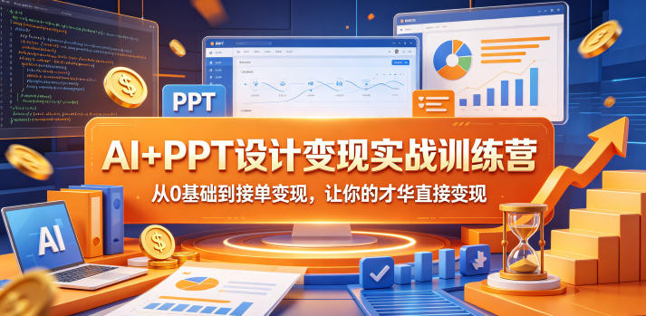 AI+PPT设计变现实战训练营，从0基础到接单变现，让你的才华直接变现