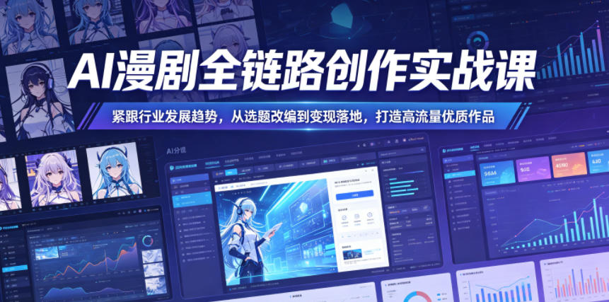 AI漫剧全链路创作实战课，紧跟行业发展趋势，从选题改编到变现落地，打造高流量优质作品