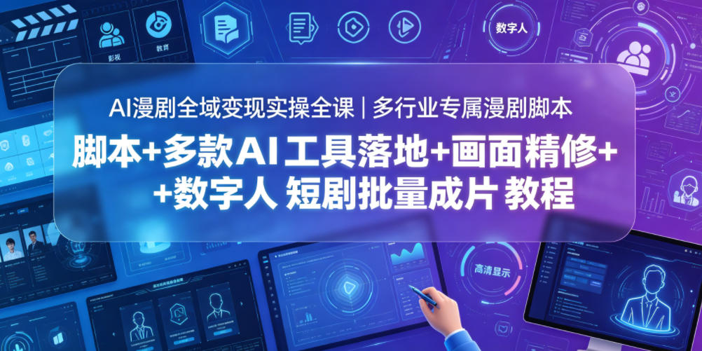 AI漫剧全域变现实操全课｜多行业专属漫剧脚本+多款AI工具落地+画面精修+数字人短剧批量成片全教程
