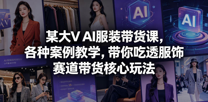 某大V AI服装带货课，各种案例教学，带你吃透服饰赛道带货核心玩法