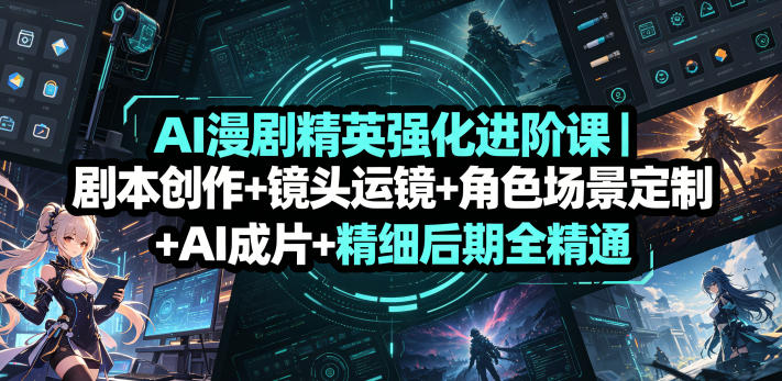 AI漫剧精英强化进阶课｜剧本创作+镜头运镜+角色场景定制+AI成片+精细后期全精通
