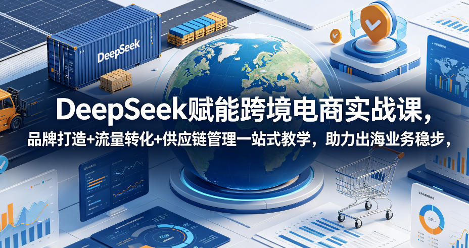 DeepSeek赋能跨境电商实战课，品牌打造+流量转化+供应链管理一站式教学，助力出海业务稳步发展