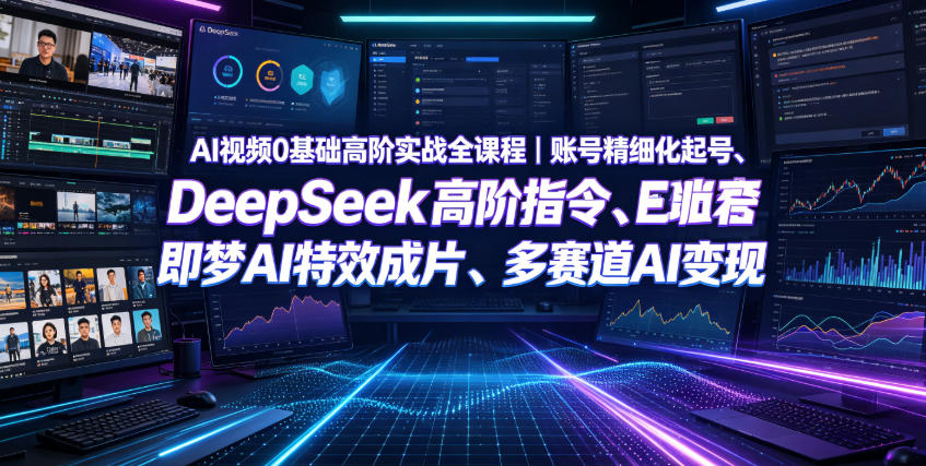 AI视频0基础高阶实战全课程|账号精细化起号、DeeSeek高阶指令、即梦AI特效成片、多赛道AI短视频量产变现