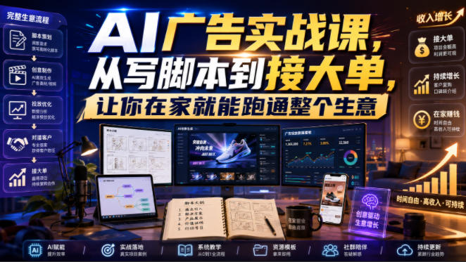 AI广告实战课，从写脚本到接大单，让你在家就能跑通整个生意【原创双语字幕】